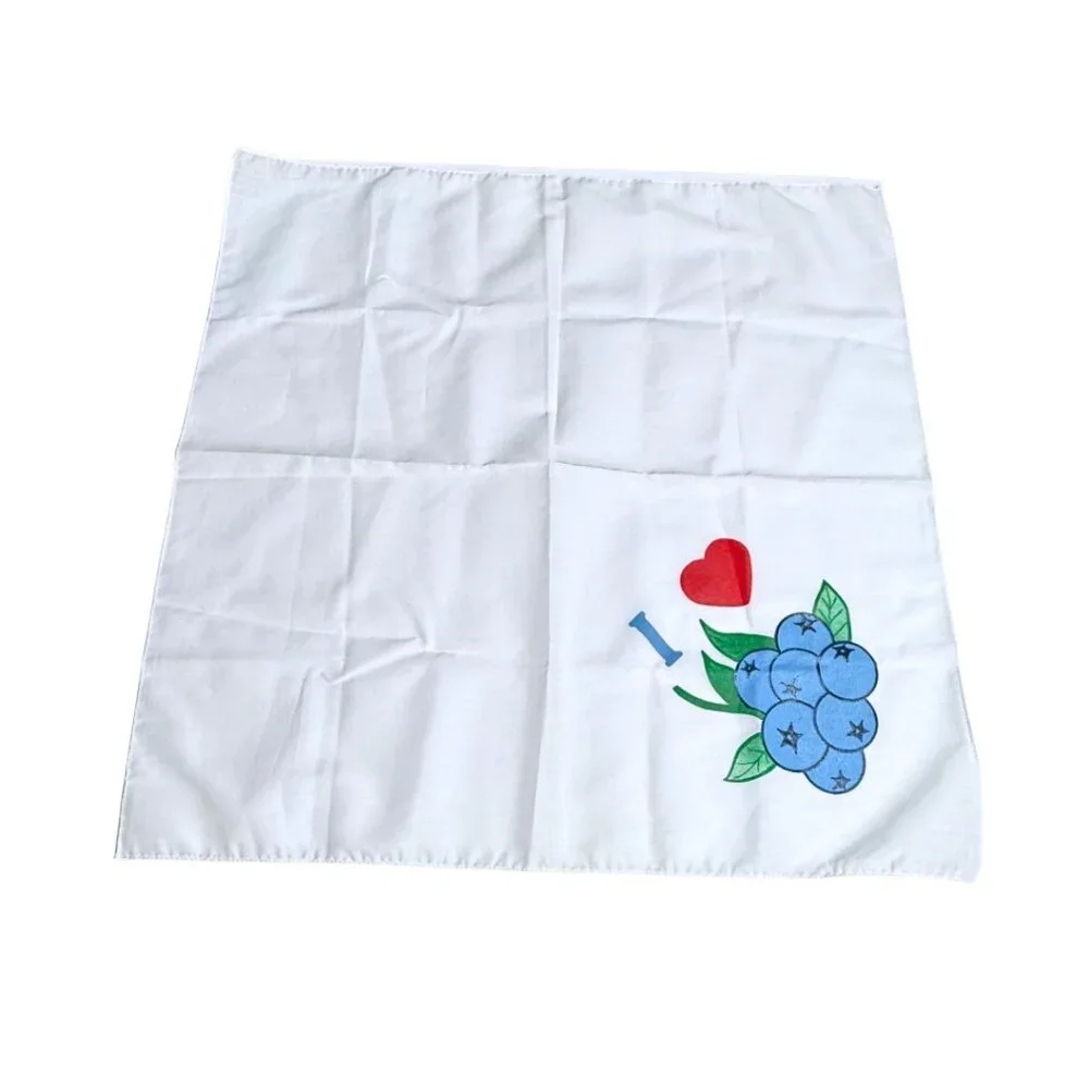 I Love Blueberries Large Square Handkerchief Dinner Napkin White Tea Towel